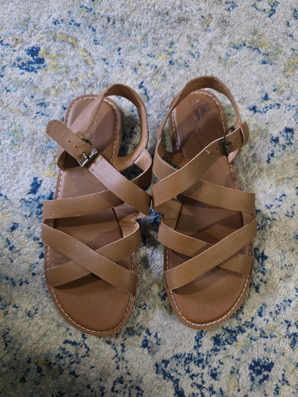TOMS Women's Tan Strappy Leather Sandals - Picture 3 of 5